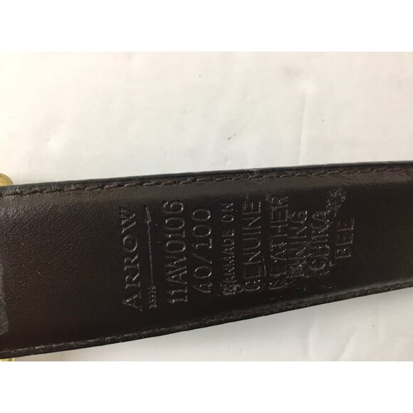 Arrow Belt Mens Size 40 Black Leather Lining Gold Tone Buckle Adjustable - Picture 3 of 6